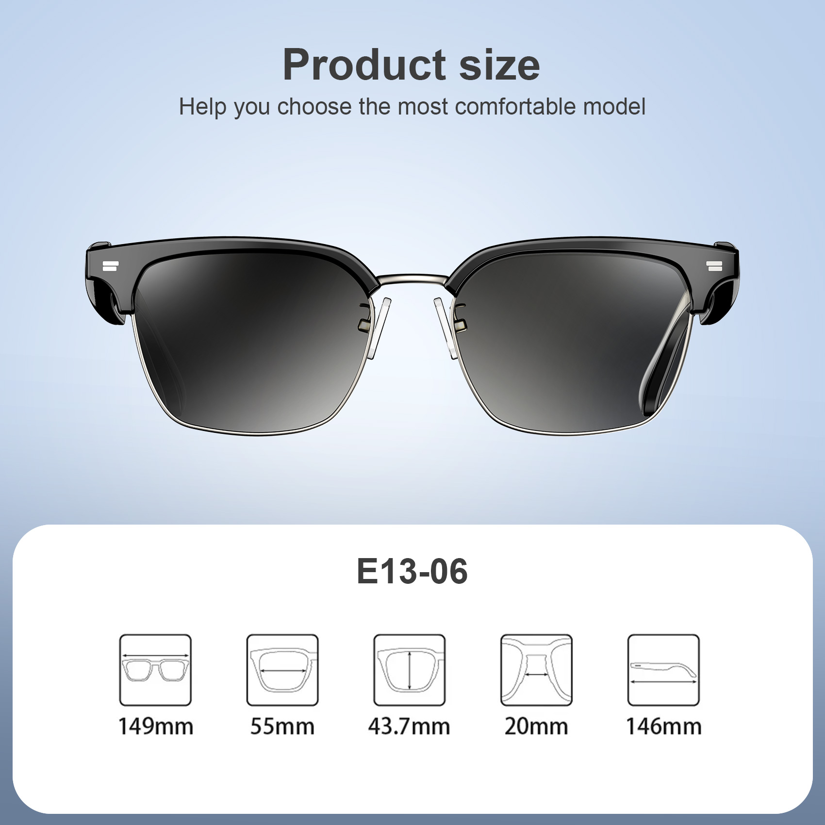 Lunettes connectées F60 traduction IA et audio open-ear Bluetooth 5.4