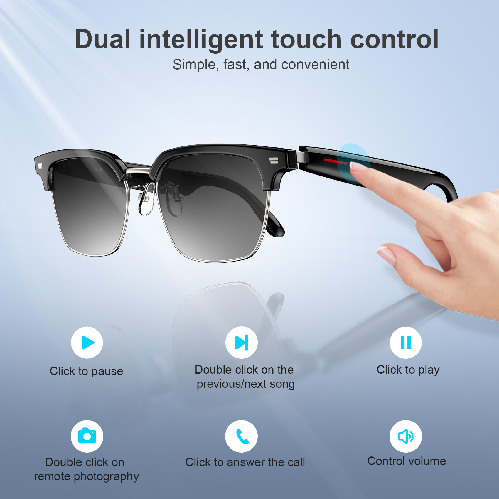 Lunettes connectées F60 traduction IA et audio open-ear Bluetooth 5.4