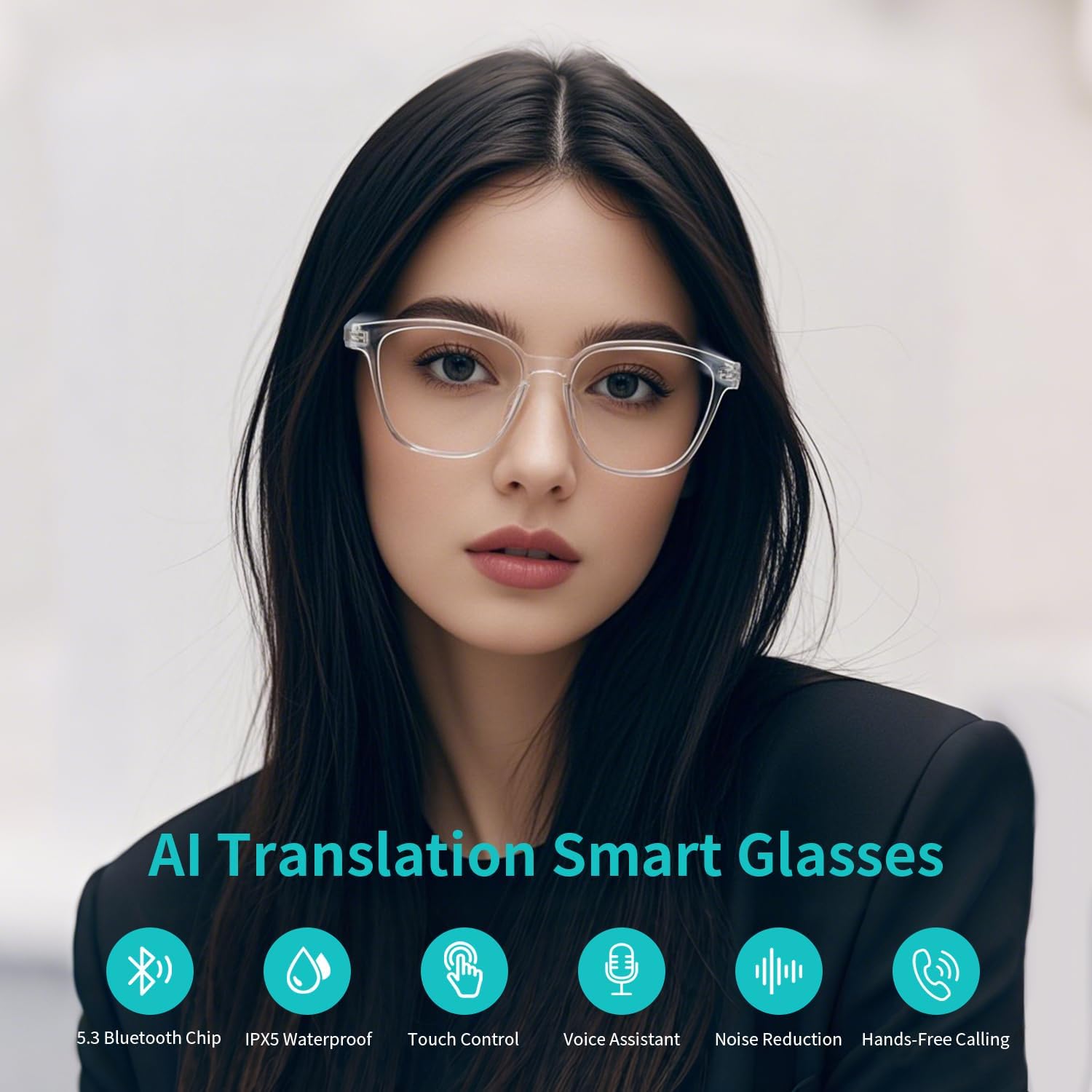 Lunettes connectées F60 traduction IA et audio open-ear Bluetooth 5.4
