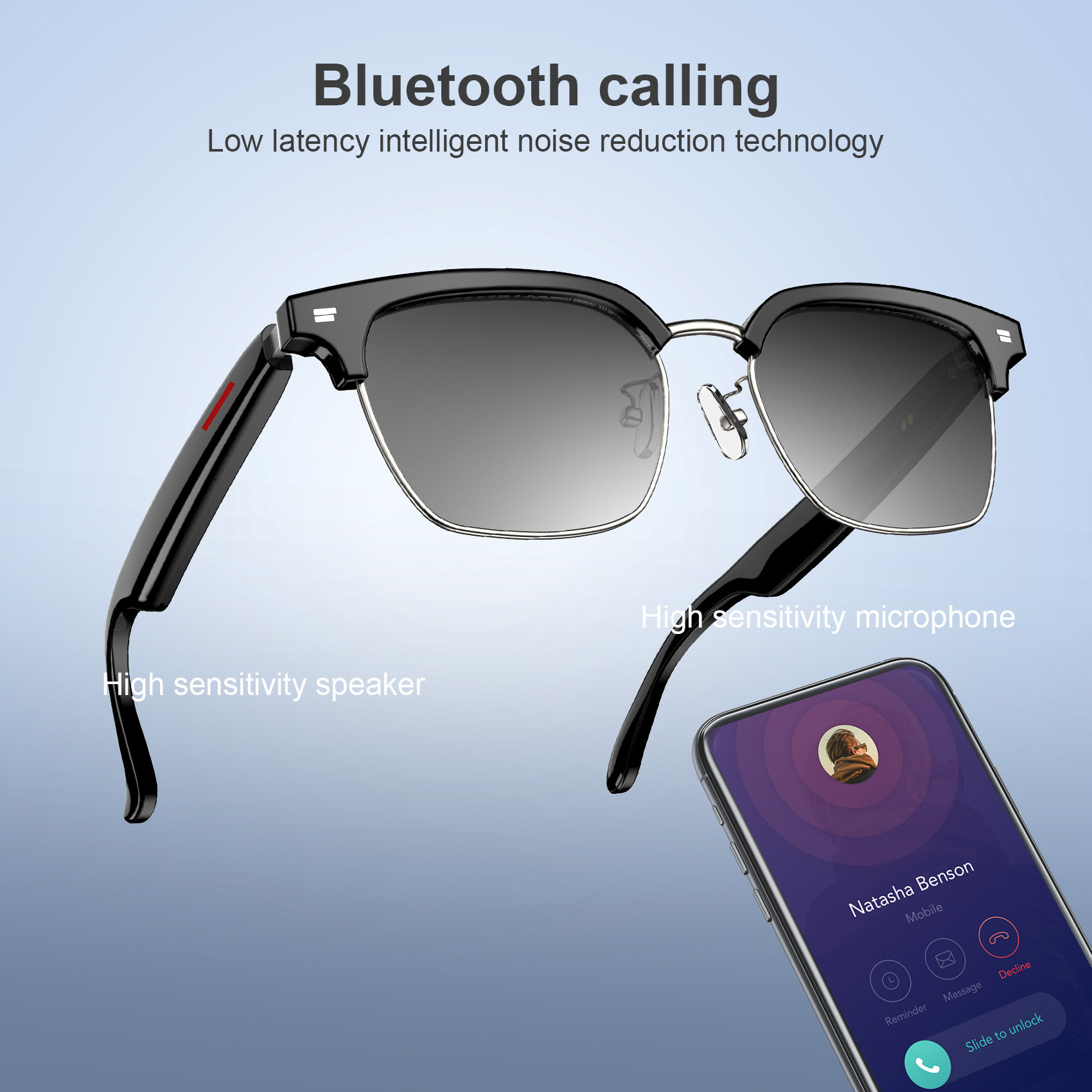 Lunettes connectées F60 traduction IA et audio open-ear Bluetooth 5.4
