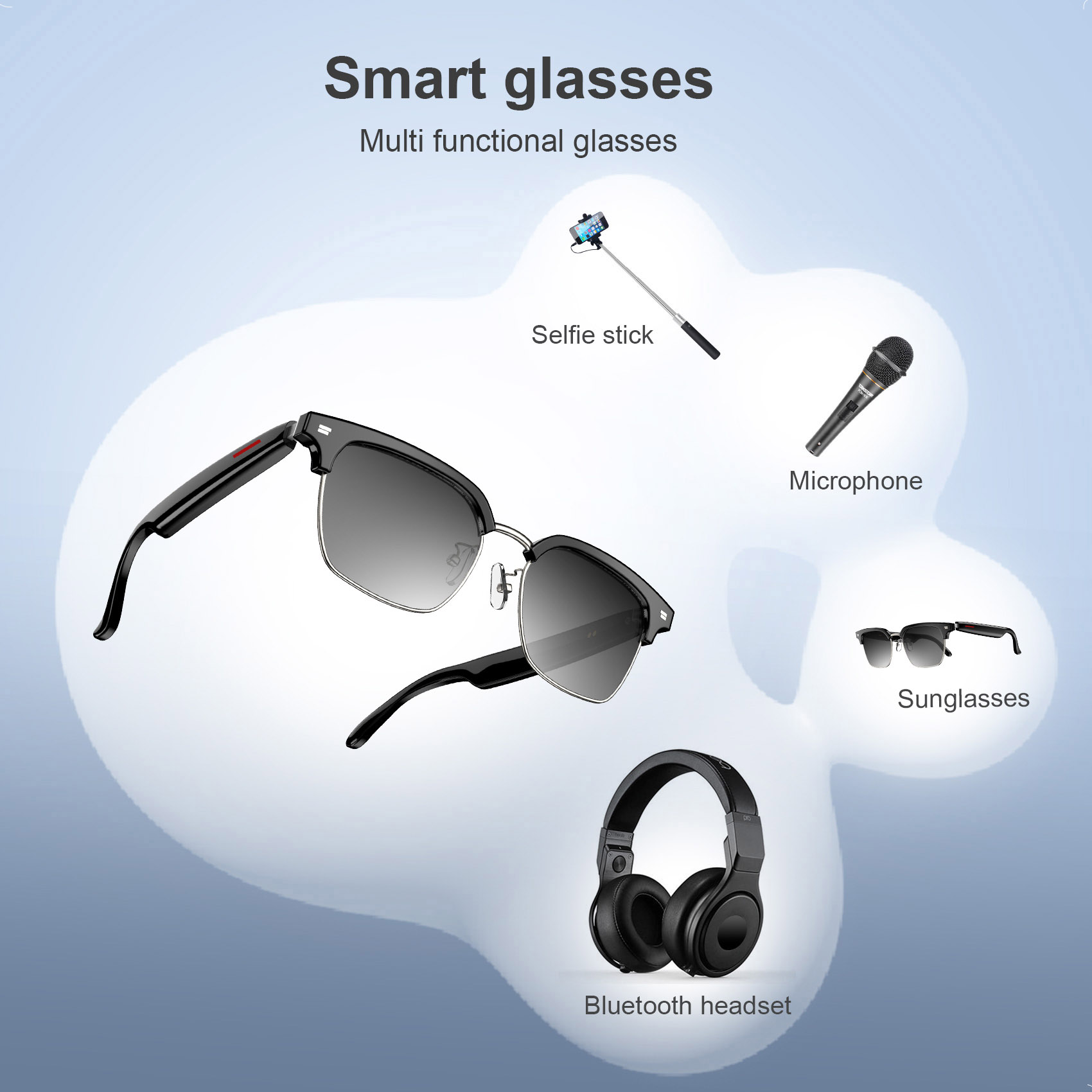 Lunettes connectées F60 traduction IA et audio open-ear Bluetooth 5.4