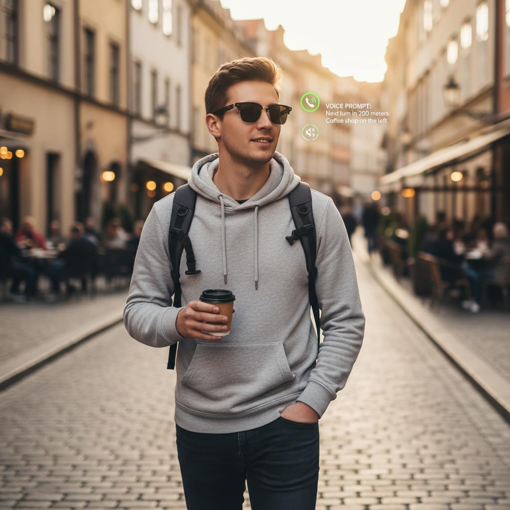 Lunettes connectées F60 traduction IA et audio open-ear Bluetooth 5.4