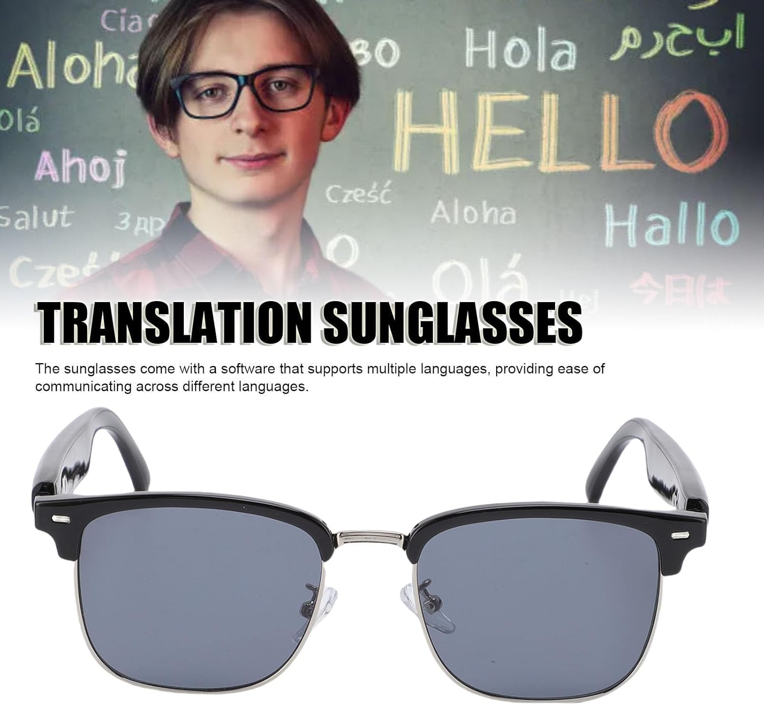 Lunettes connectées F60 traduction IA et audio open-ear Bluetooth 5.4