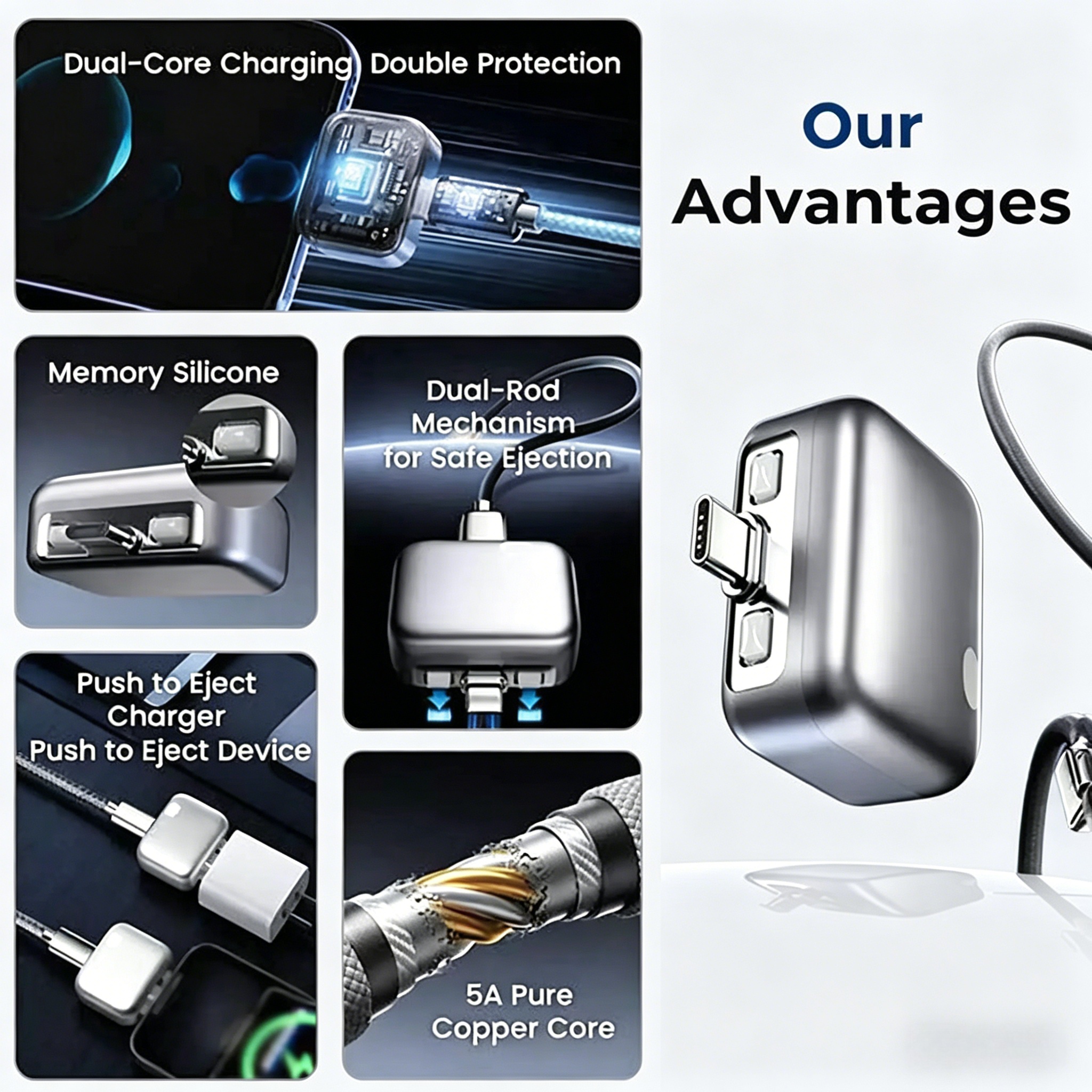 Smart cable protector with automatic ejection