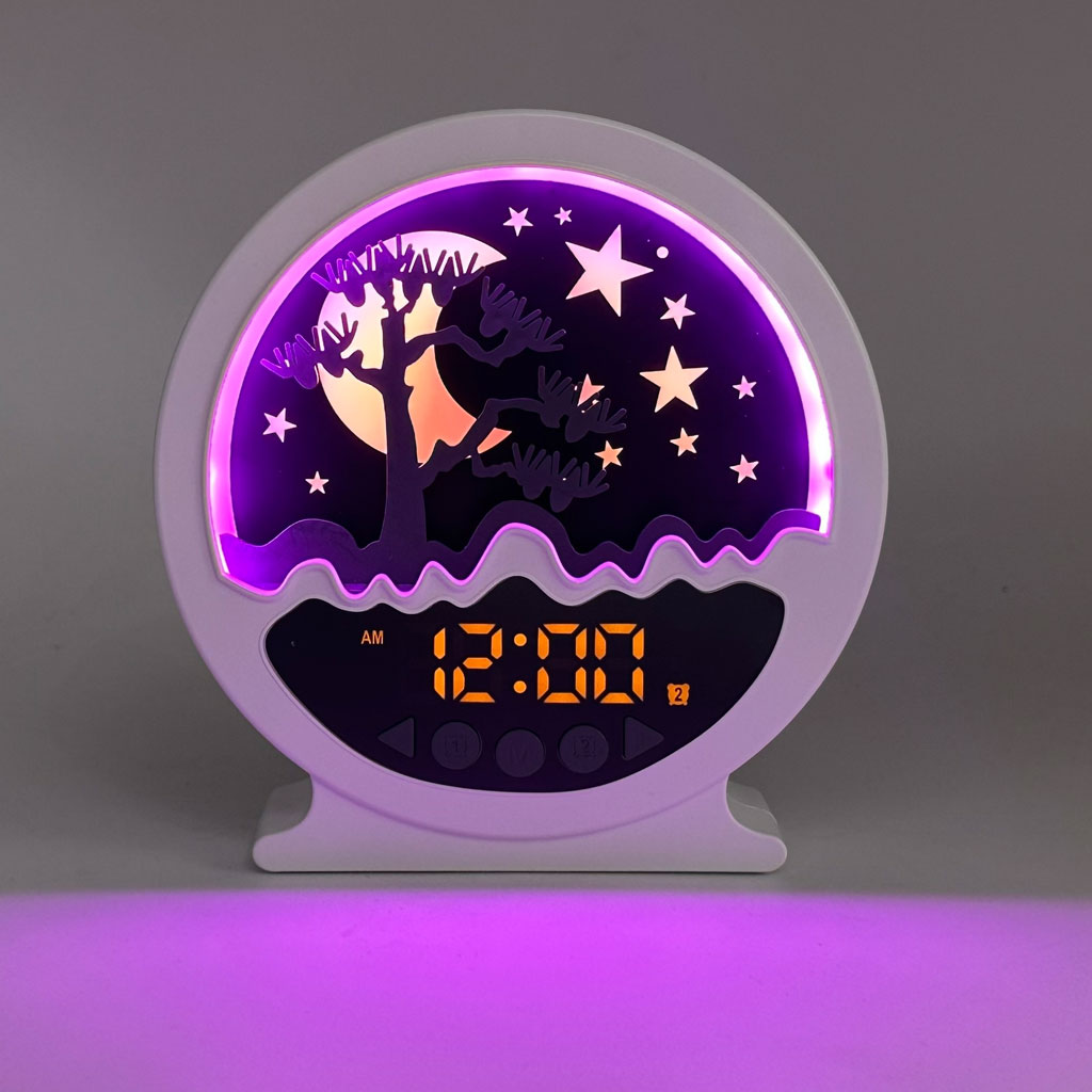 Réveil lumineux Rainbow avec haut-parleur Bluetooth et veilleuse RGB