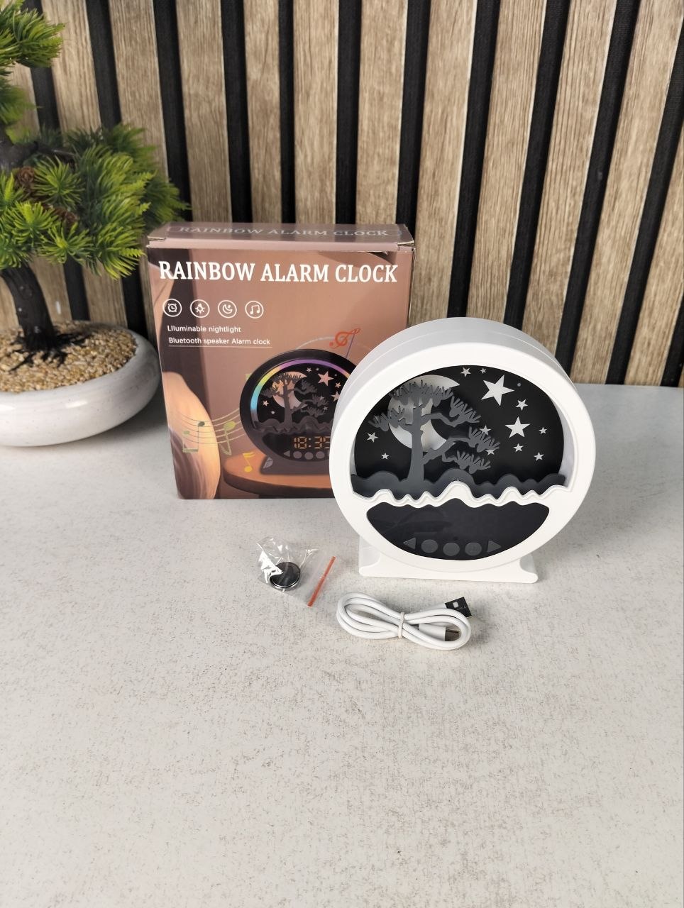 Rainbow luminous alarm clock with Bluetooth speaker and RGB night light