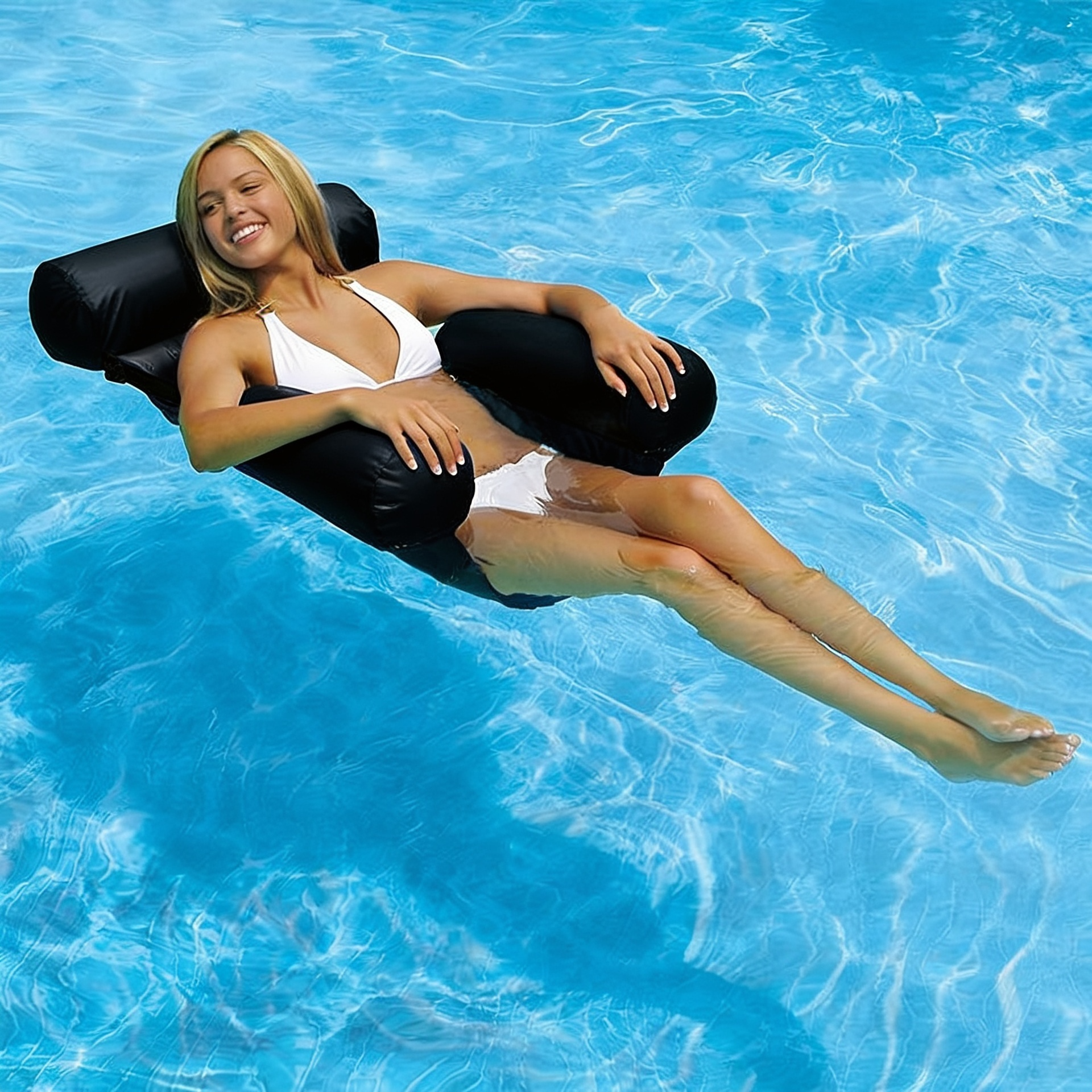 Floating beach hammock with adjustable seat