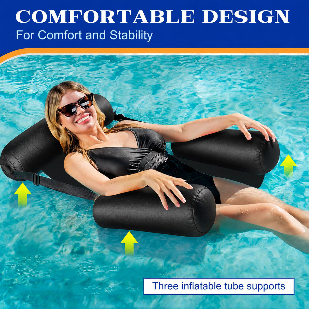 Floating beach hammock with adjustable seat