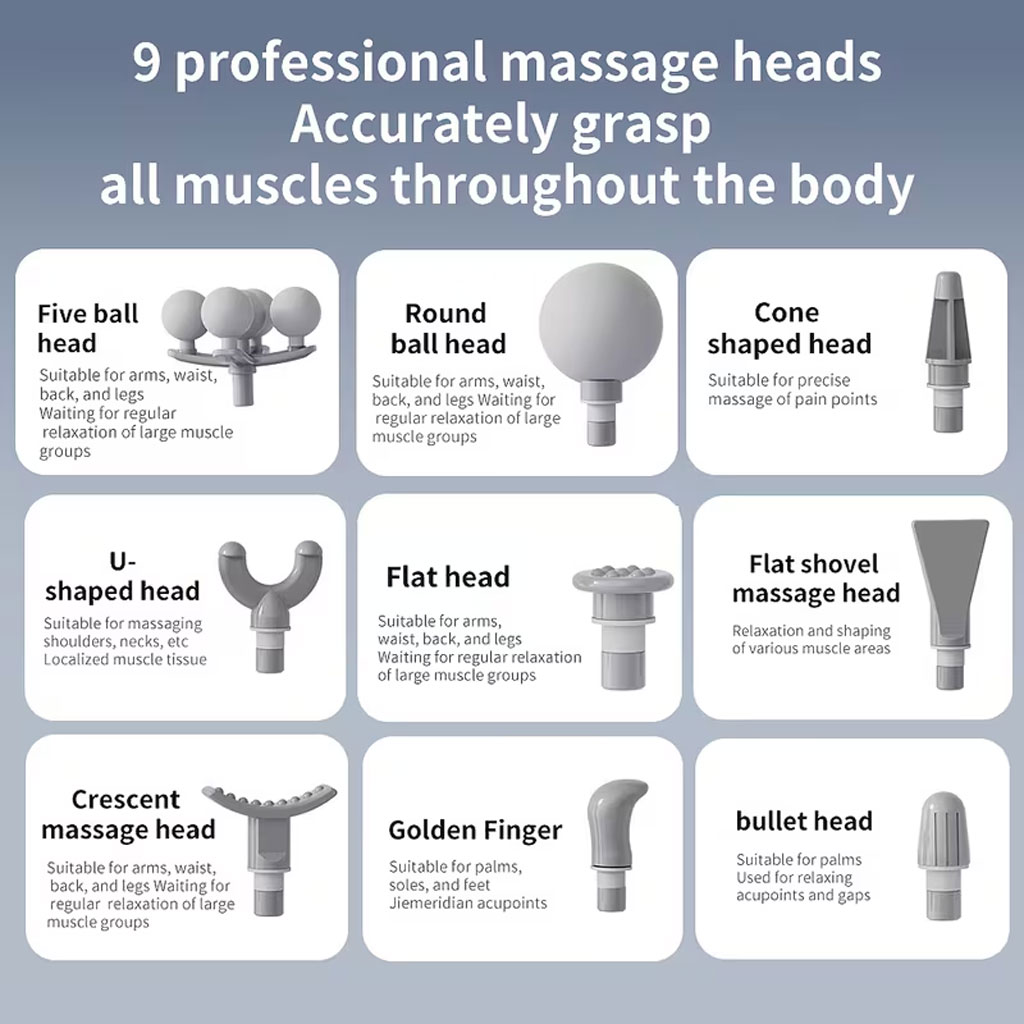 Professional massage gun with 9 heads