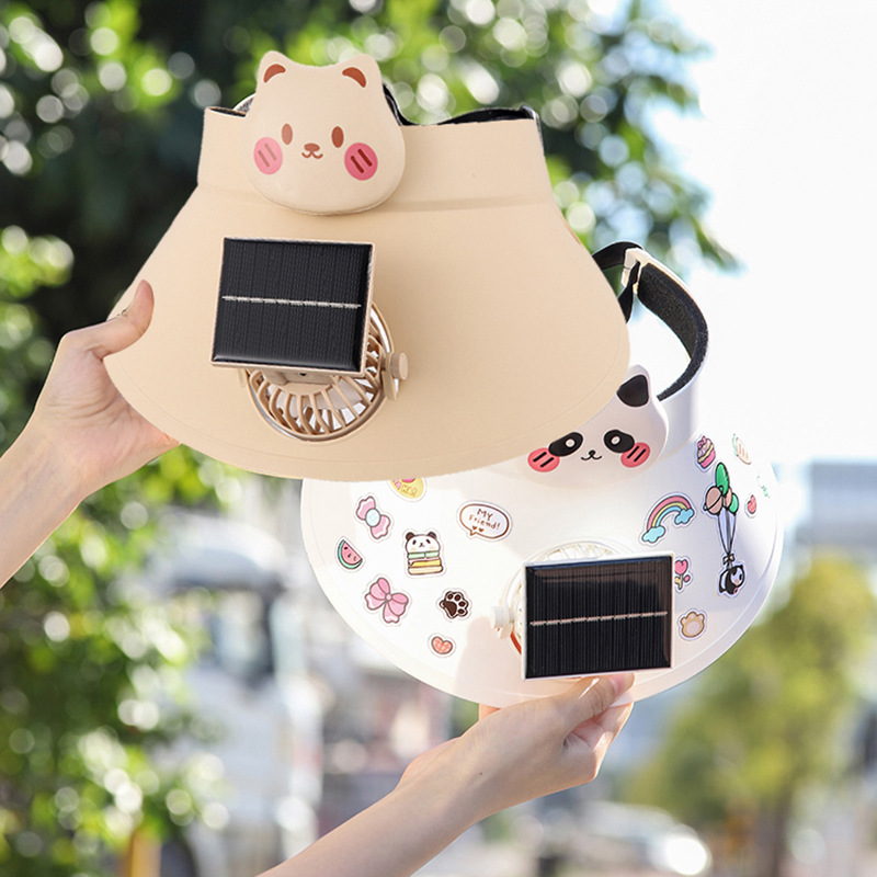 Solar cooling cap with built-in USB rechargeable fan