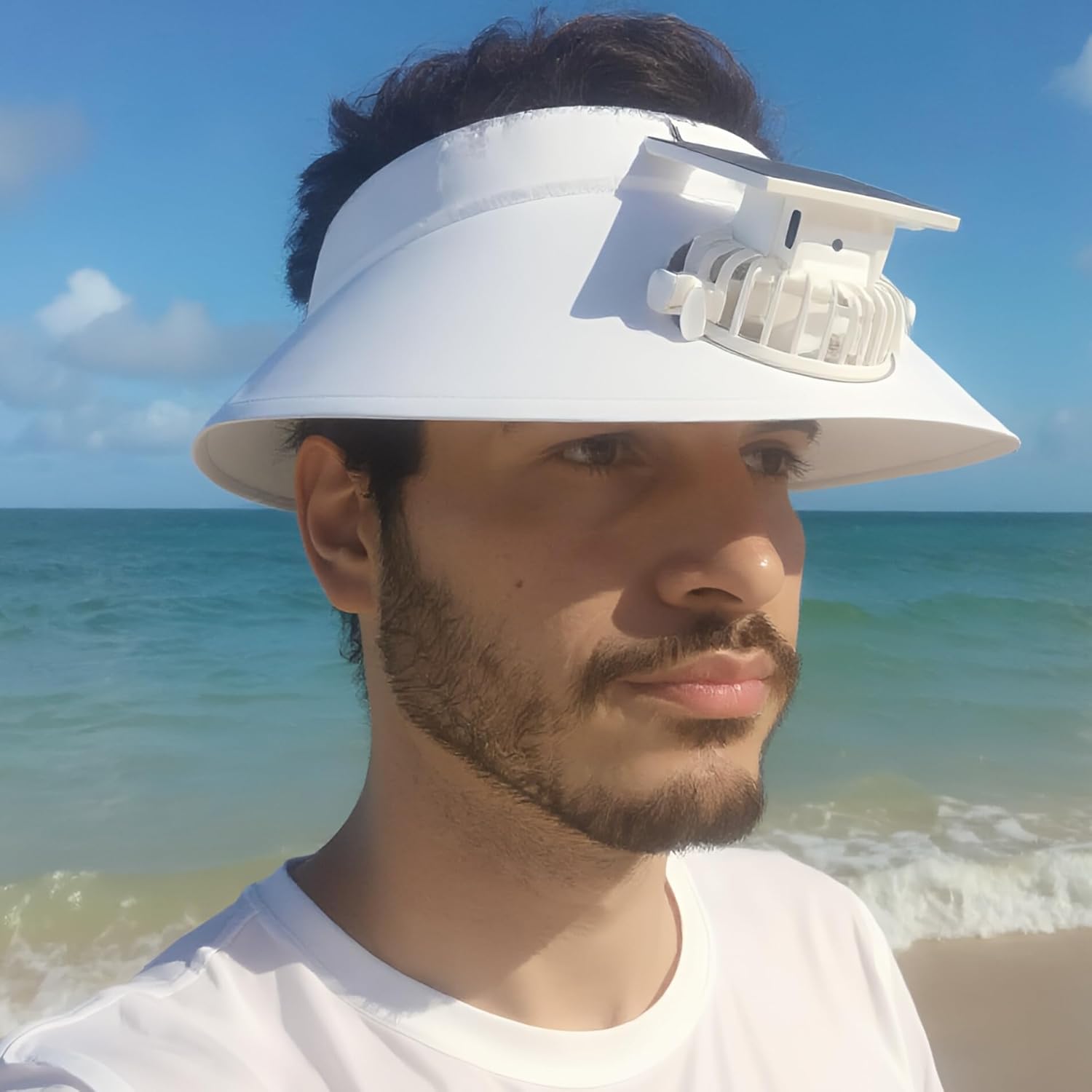 Solar cooling cap with built-in USB rechargeable fan