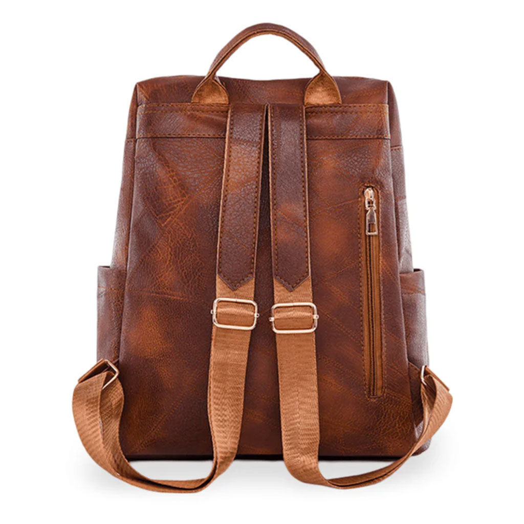 Women's retro synthetic leather backpack