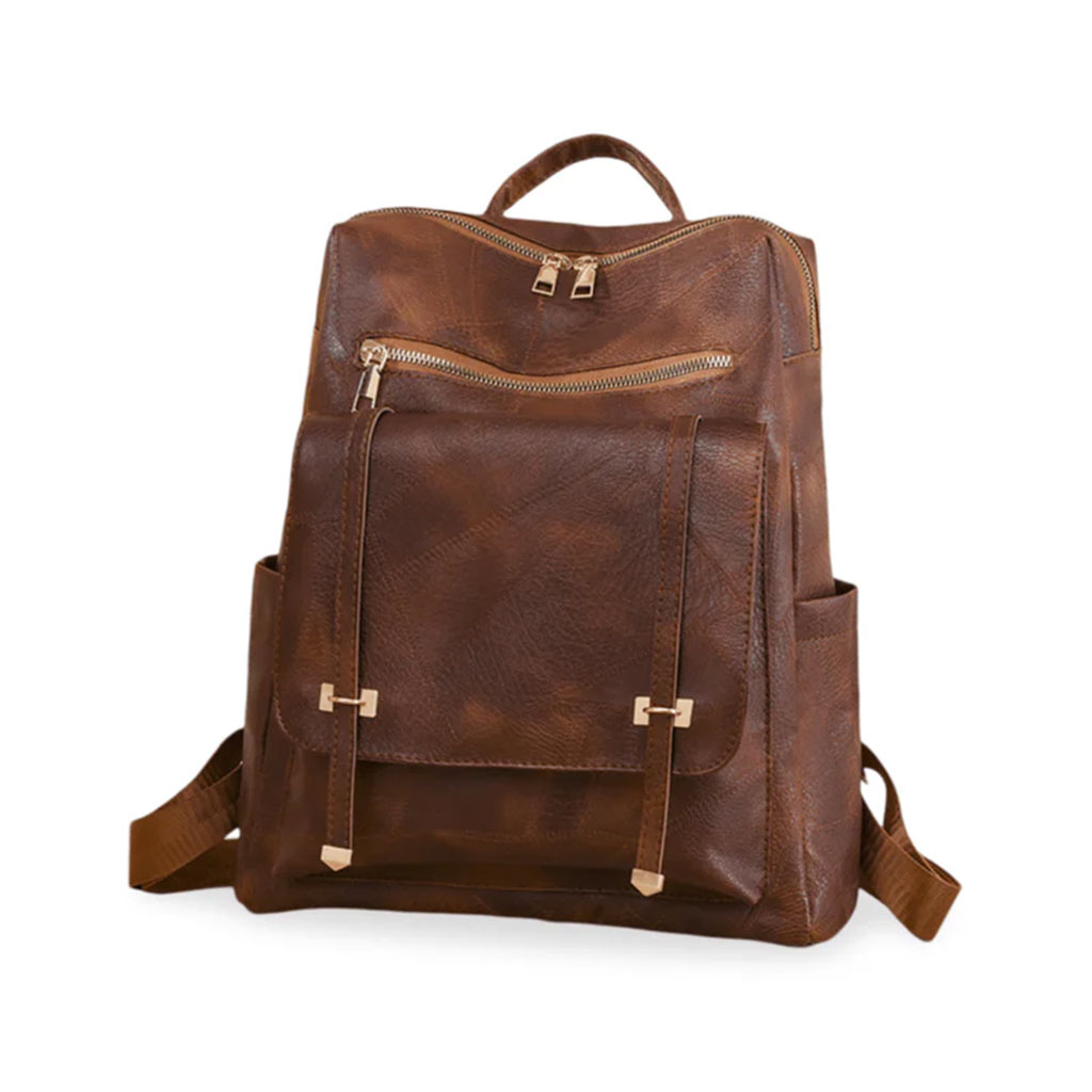 Women's retro synthetic leather backpack