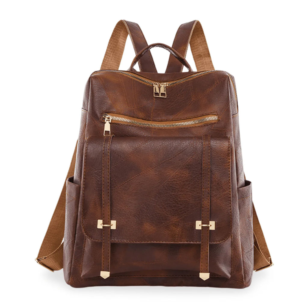 Women's retro synthetic leather backpack
