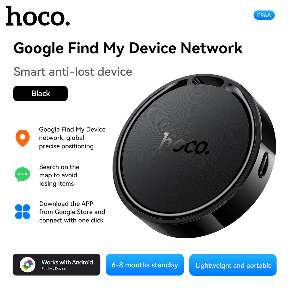 HOCO E96A Smart Tracker for Android via Google Find My Device