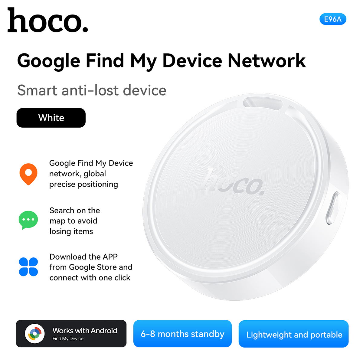 HOCO E96A Smart Tracker for Android via Google Find My Device