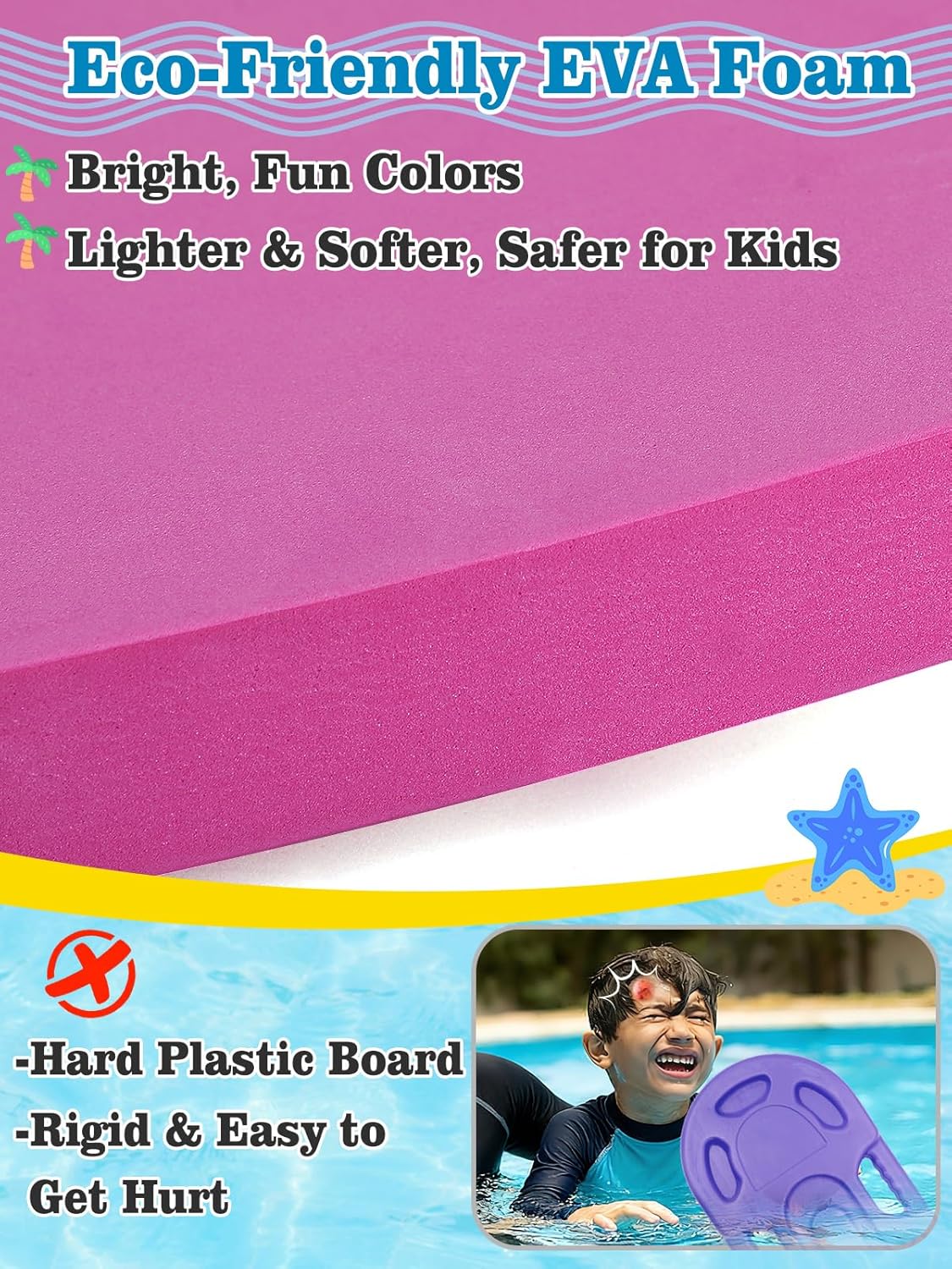 Planche de natation pour enfants avec poignées ergonomiques