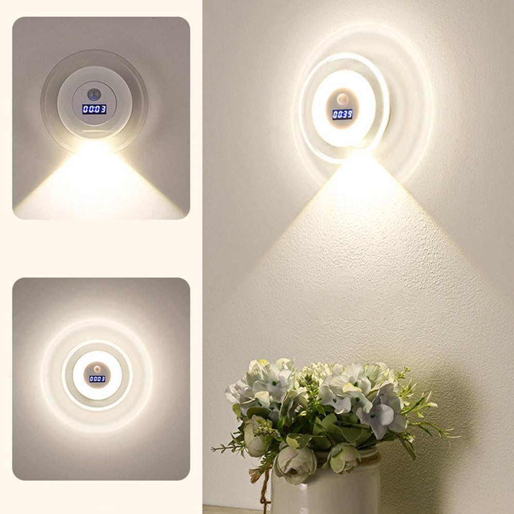 مصباح حائط ذكي LED بمستشعر حركة وشاشة عرض وقت رقمية
