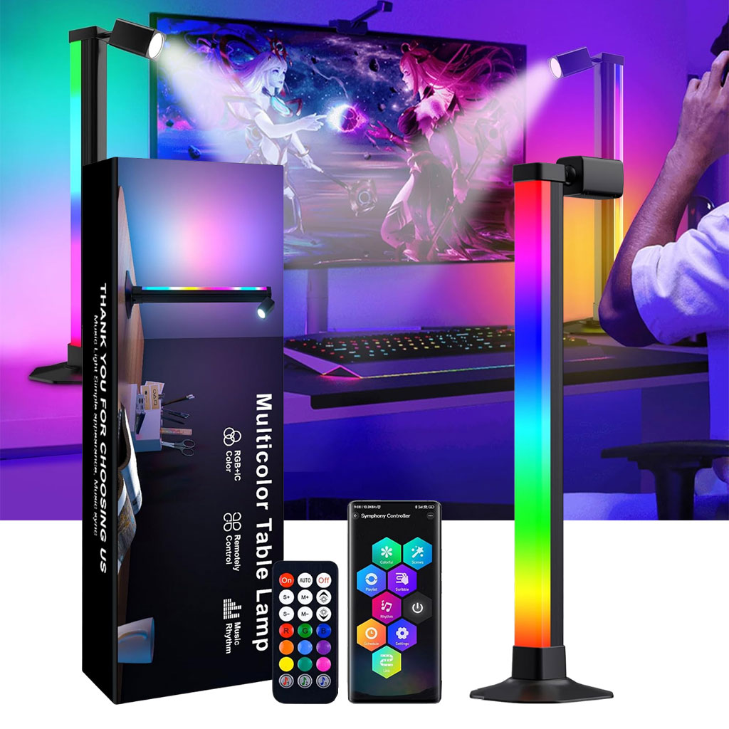 مصباح أرضية LED ذكي زاوية RGB مع جهاز تحكم عن بعد، قطعة واحدة
