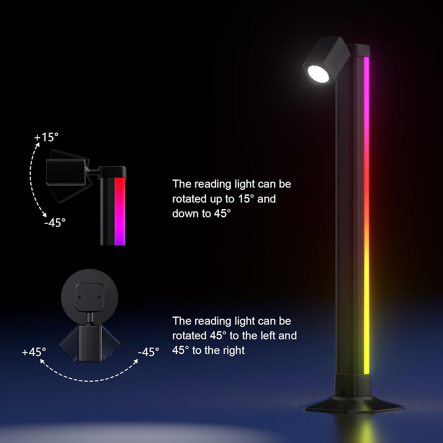 مصباح أرضية LED ذكي زاوية RGB مع جهاز تحكم عن بعد، قطعة واحدة