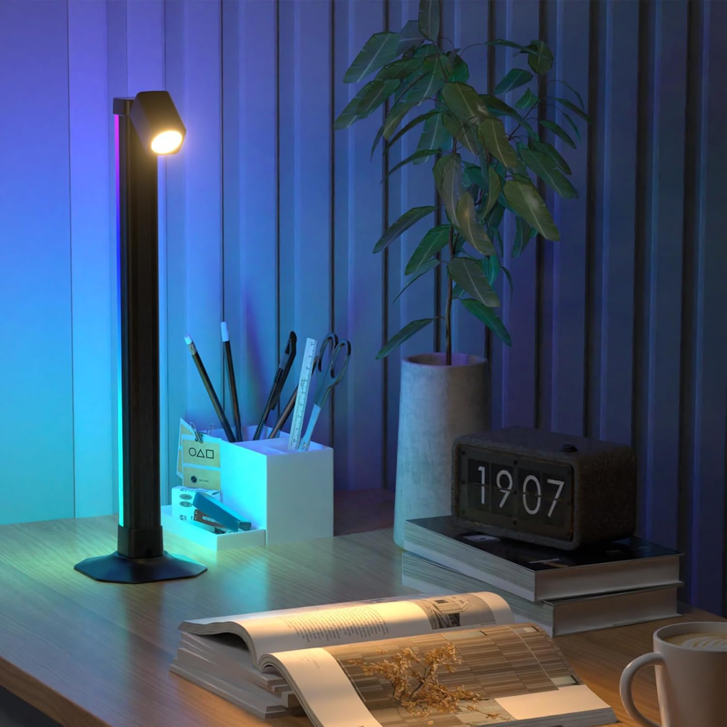 مصباح أرضية LED ذكي زاوية RGB مع جهاز تحكم عن بعد، قطعة واحدة