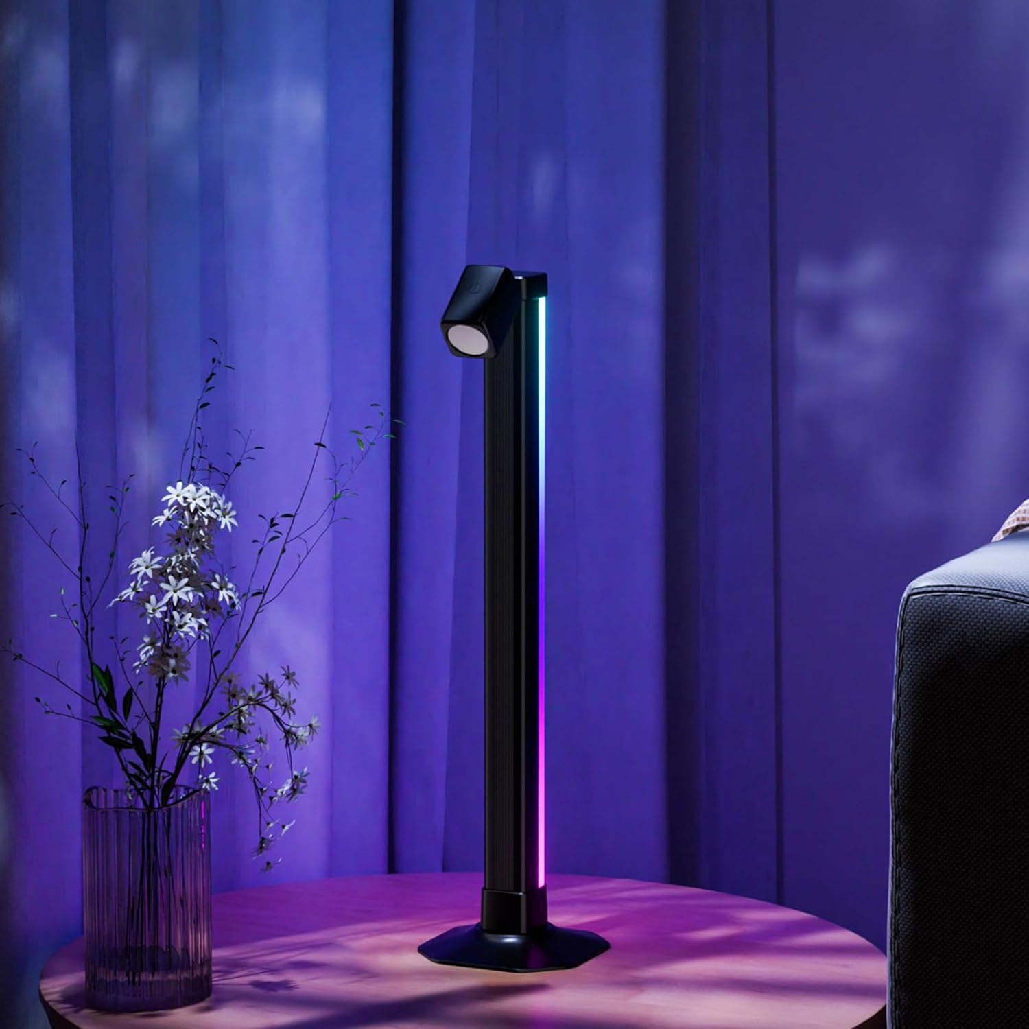 مصباح أرضية LED ذكي زاوية RGB مع جهاز تحكم عن بعد، قطعة واحدة