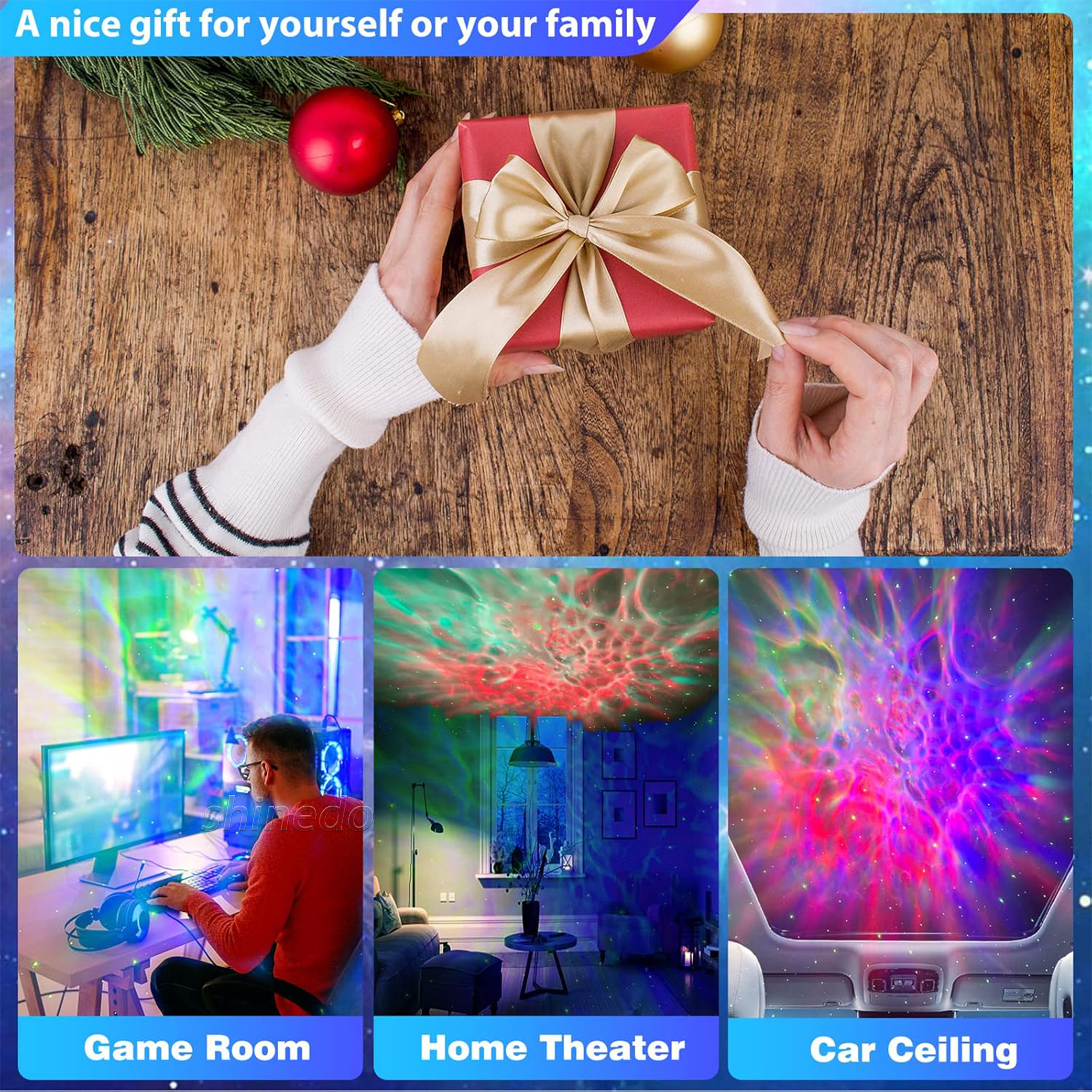 Smart Panda Galaxy Projector and Night Light with Bluetooth, 15 Light Effects