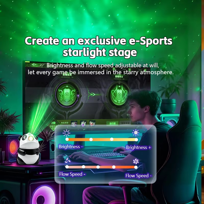 Smart Panda Galaxy Projector and Night Light with Bluetooth, 15 Light Effects