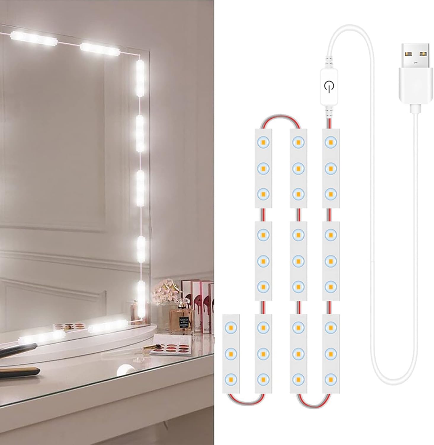 طقم إضاءة مرآة الماكياج 10 مصابيح LED بتحكم باللمس