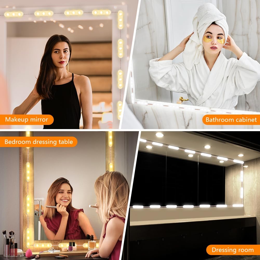 طقم إضاءة مرآة الماكياج 10 مصابيح LED بتحكم باللمس