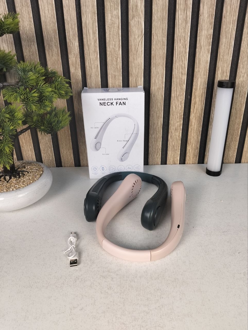 مروحة رقبة محمولة قابلة للشحن بمنفذ USB بـ 3 سرعات