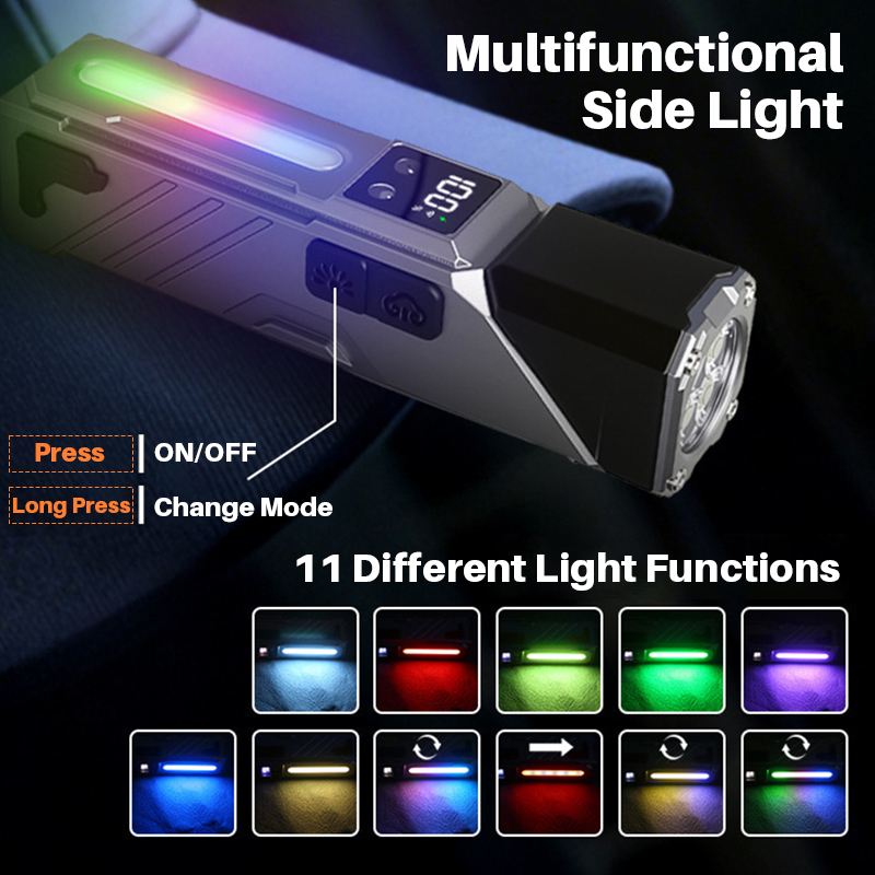 مصباح عمل LED متعدد الوظائف T130 مع إضاءة RGB وشاشة LCD