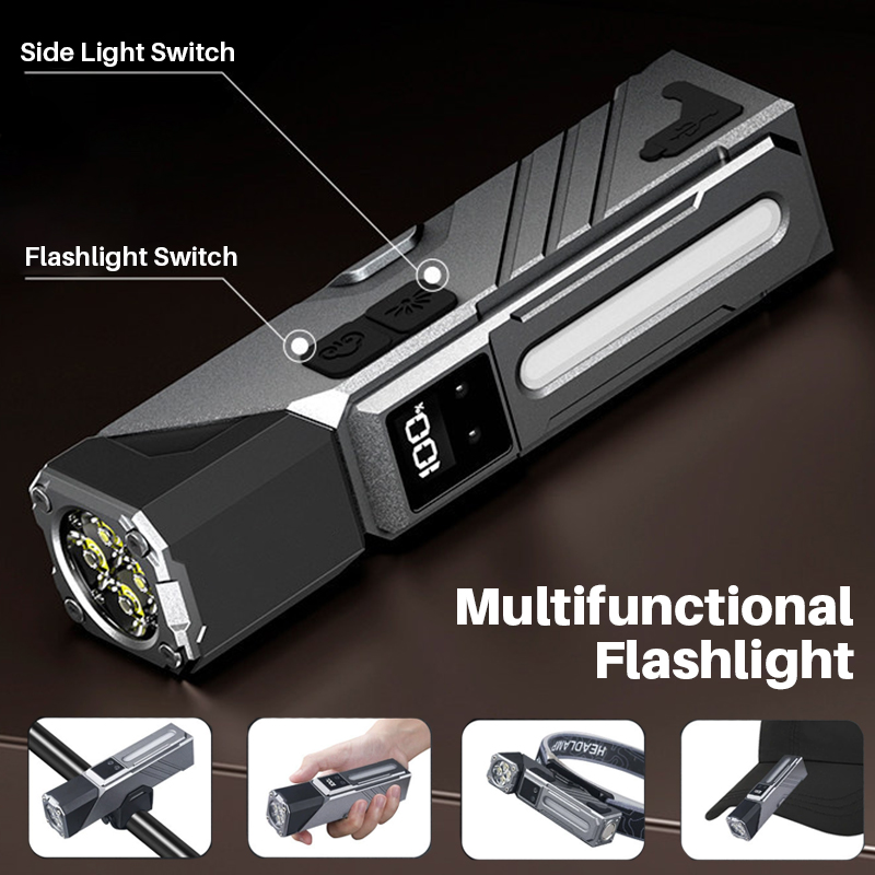 مصباح عمل LED متعدد الوظائف T130 مع إضاءة RGB وشاشة LCD