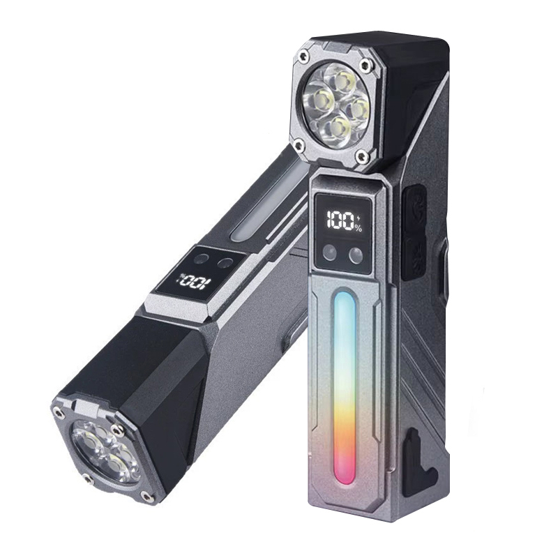 مصباح عمل LED متعدد الوظائف T130 مع إضاءة RGB وشاشة LCD