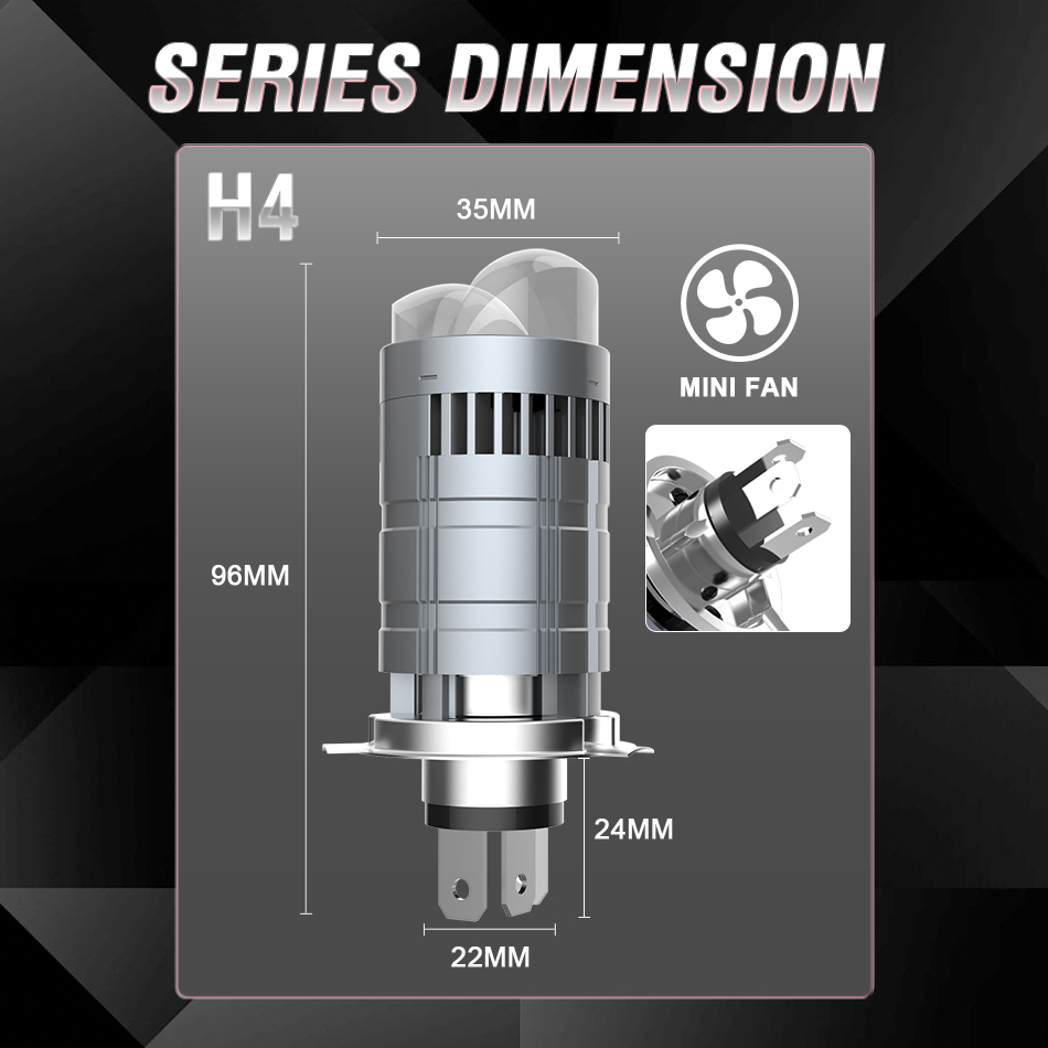 Ampoule LED H4 pour phare moto à double lentille