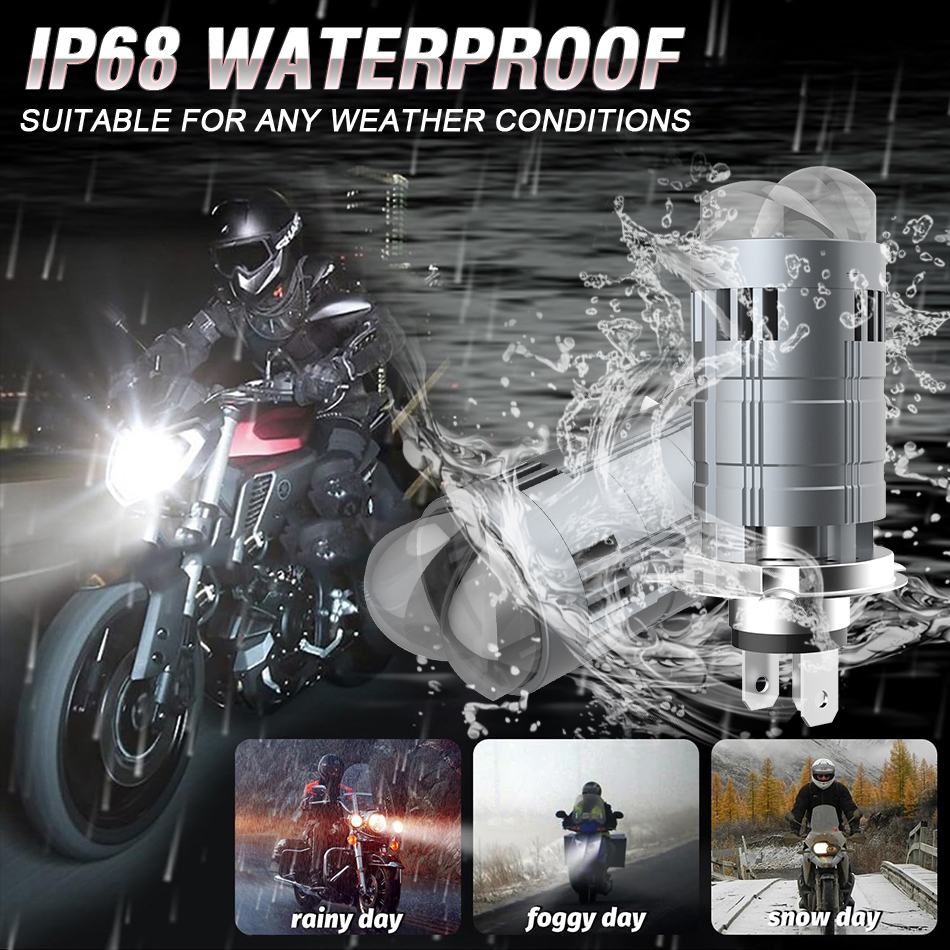 Ampoule LED H4 pour phare moto à double lentille