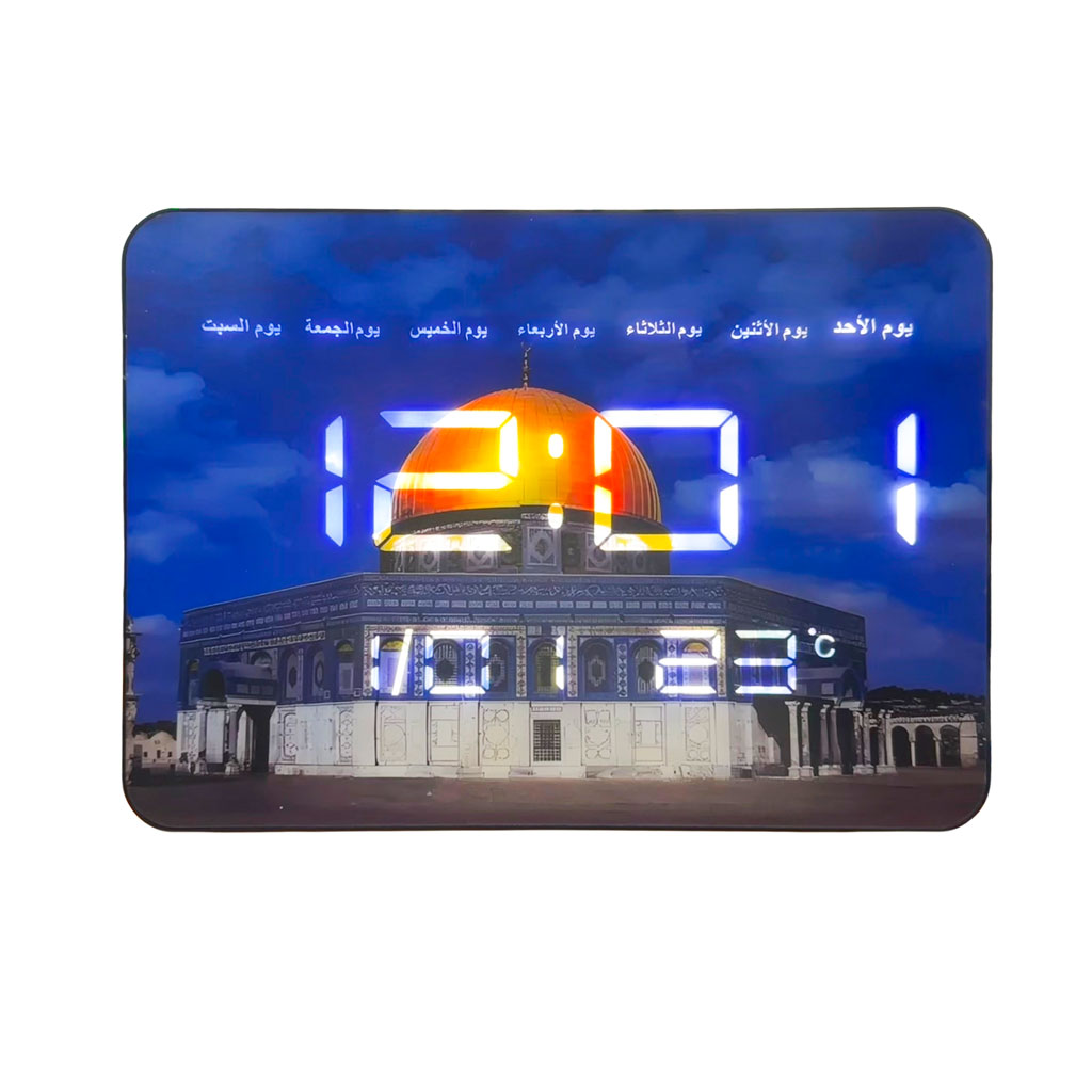 Large digital LED wall clock with calendar and temperature display
