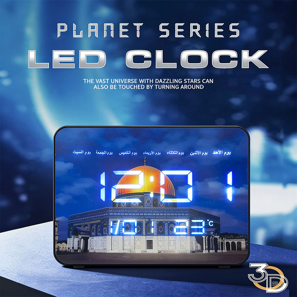 Large digital LED wall clock with calendar and temperature display