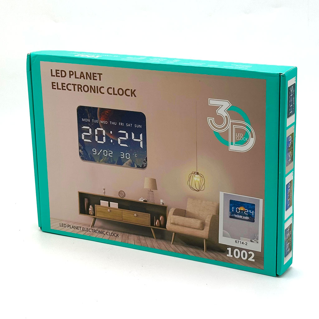 Large digital LED wall clock with calendar and temperature display