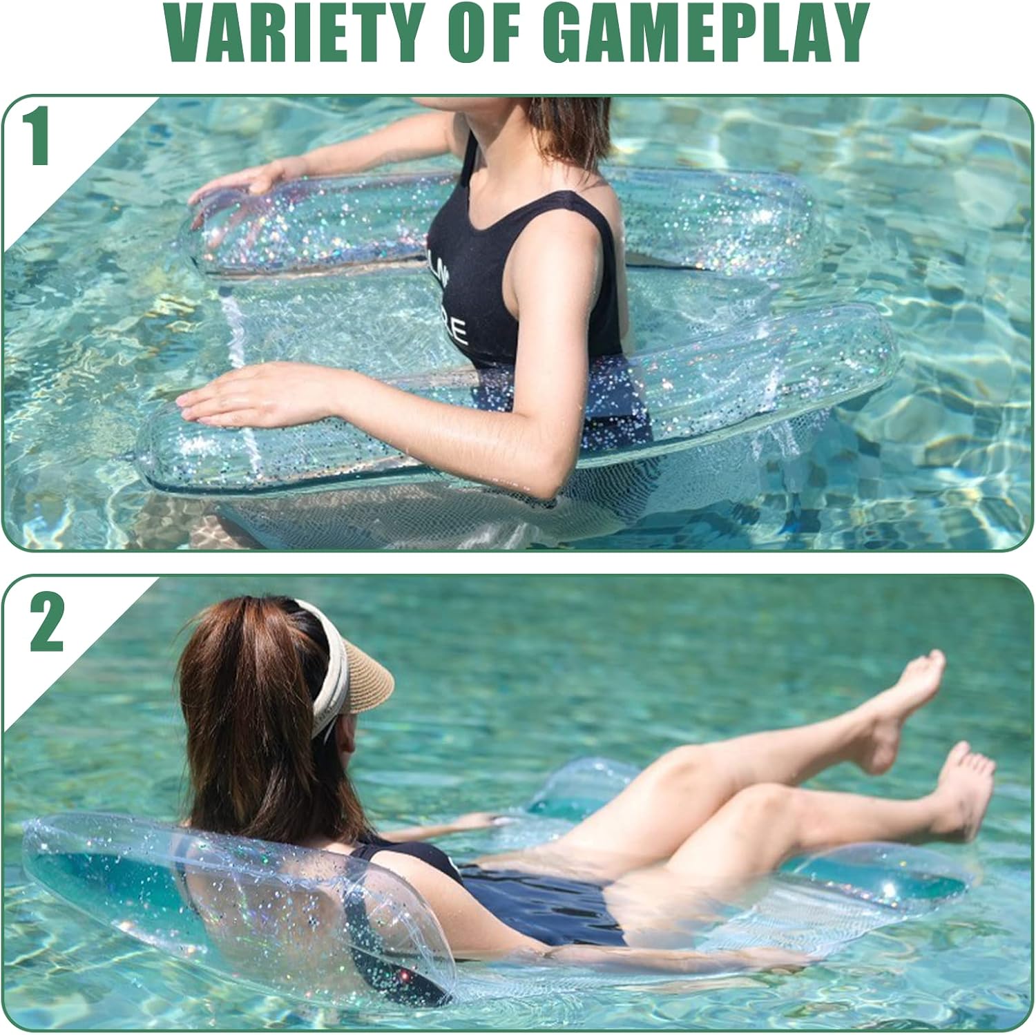 Hamac de piscine flottant 4 en 1 design pailleté